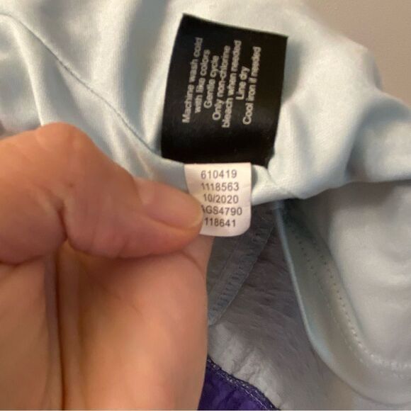 Lane Bryant Tiered Crepe Maxi Dress Blue Colorblock Long Sleeves v neck 20P - Picture 11 of 12